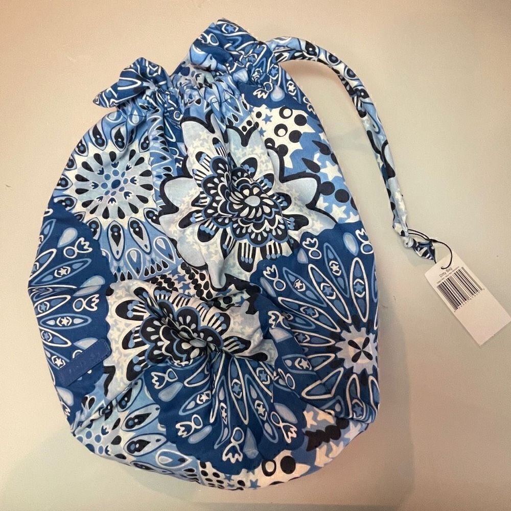 Vera Bradley Blue Drawstring Star Medallion Ditty Bag - Picture 1 of 6